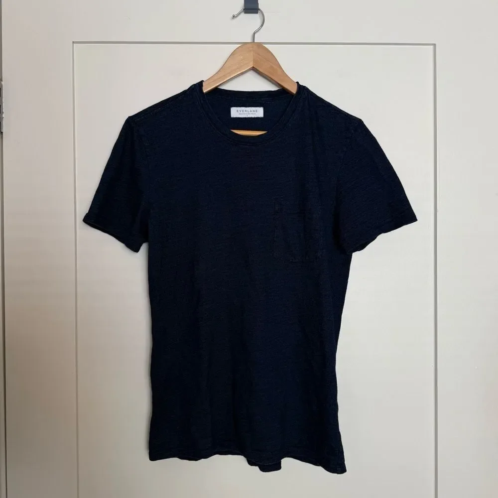 Everlane T-Shirt Tee Mens Sz S Navy Short Sleeve 100% Cotton Casual Preppy - Picture 1 of 9